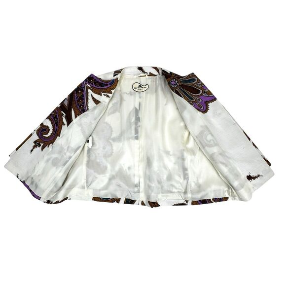Etro Women's Paisley 3/4 Sleeve Jacket US Small Italian 40 Cotton Linen Designer - Picture 7 of 16